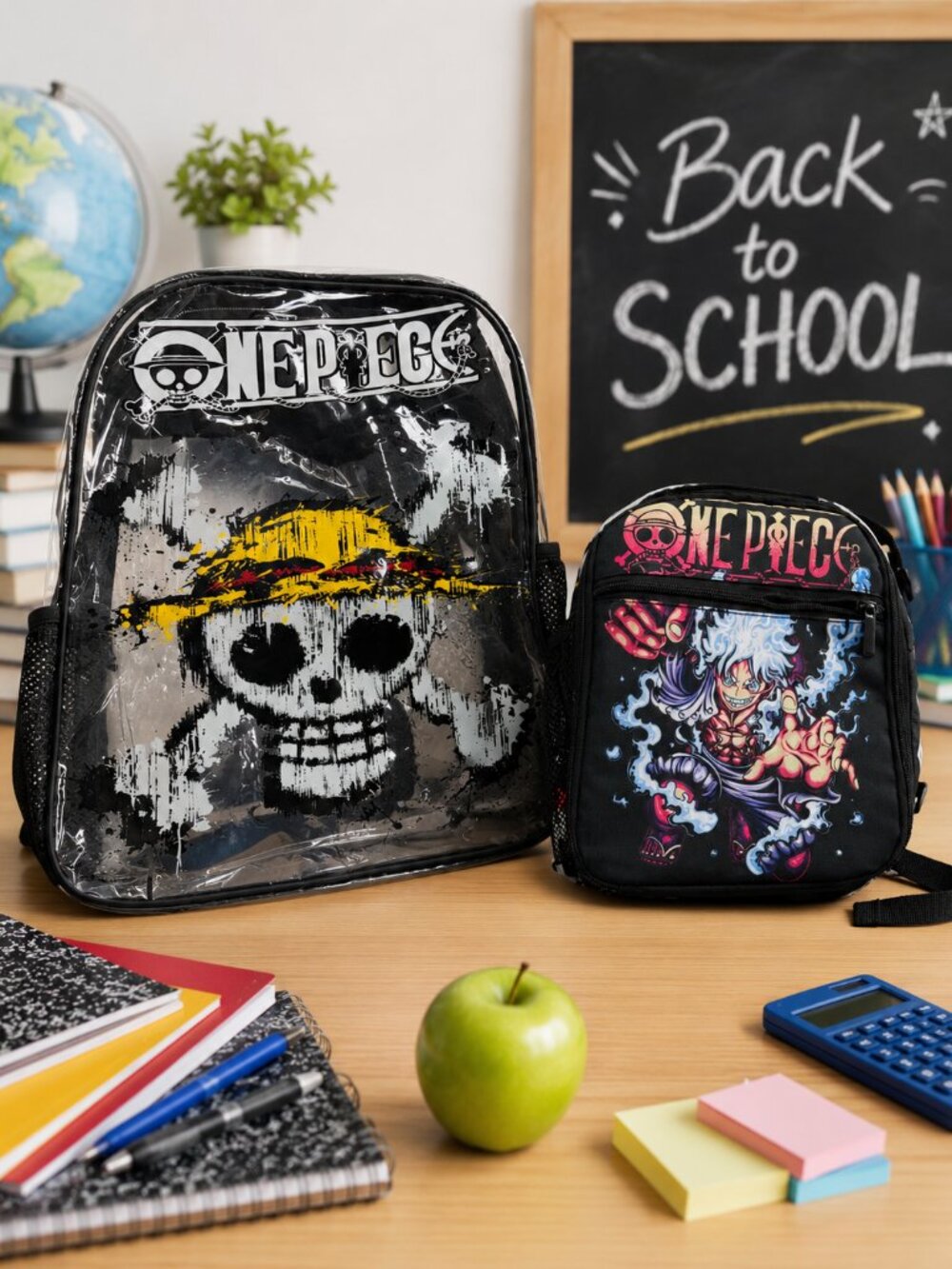 One Piece 17" Clear Backpack with Insulated Lunch Bag Anime School Set NEW